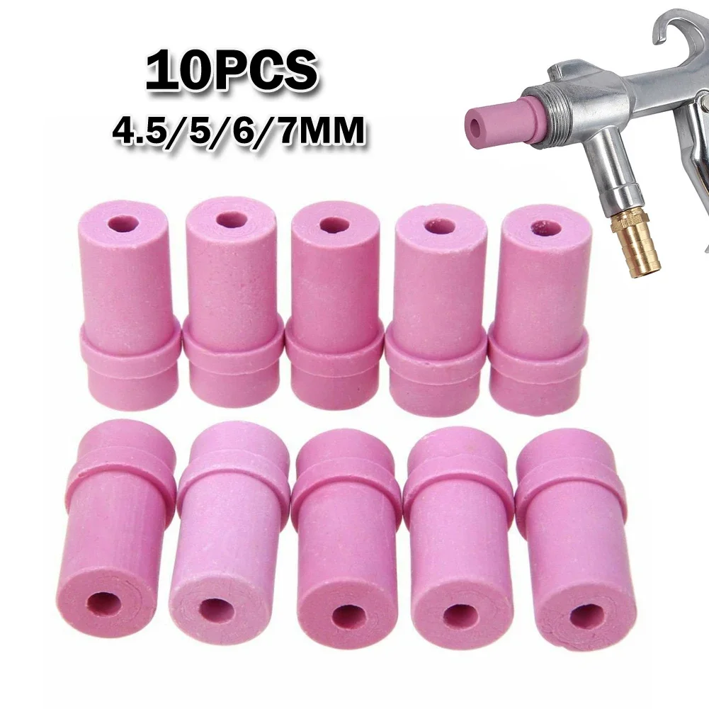 10 pçs sandblaster cerâmica bico ponta sifão de ar jateamento de areia bocal ferramenta de jateamento substituição 4.5mm 5mm 6mm 7mm