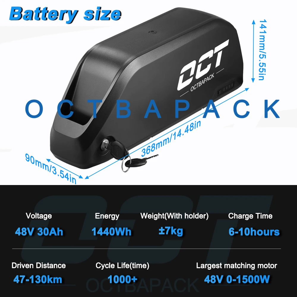 Ebike Battery 36V 48V 30Ah 20Ah 52V Polly DP-9 Downtube Rechargeable Electric Bicycle Li-ion Batteries 40A BMS for 0-1500W Motor