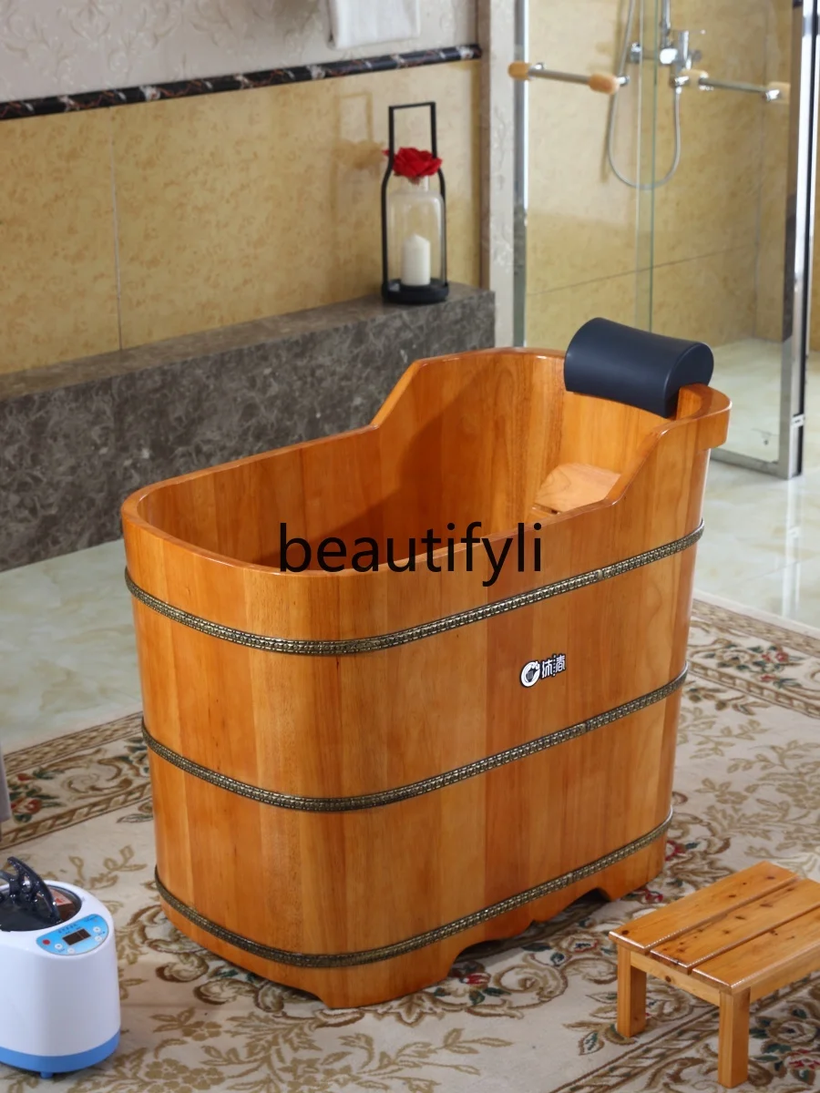 Elevated oak bath wooden tub bath sweat steam tub