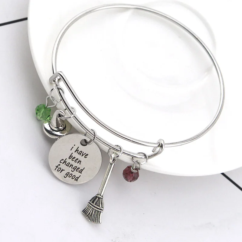 Hocus Pocus Bangle Fantasy Magic Hat Broom Model I Have Been Changed For Good Text Jewelry For Girl Gifts