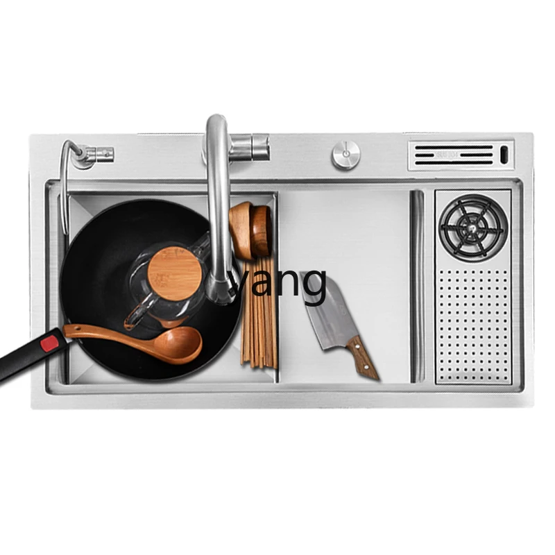 

cx stepped large single tank with cup washer kitchen stainless steel high and low household dishwasher