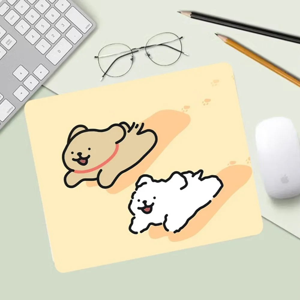 Line Dog Cute Mousepad Computer Desk Mat Table Keyboard Pad Laptop Cushion Non-slip Deskpad