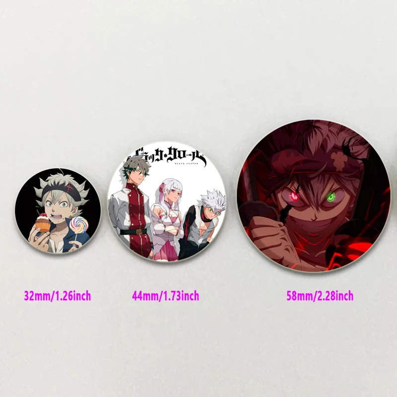 Funny Cartoon Style Badge Black Clover Brooches on Backpack Clothes Handmade Round Enamel Pins for Jewelry Gift Accessorys