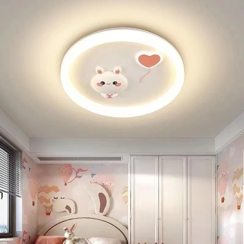 

Cartoon White Rabbit LED Ceiling Lights Nordic Children's Room Bunny Heart Round Ceiling Lamps Boys Girl Bedroom Kids Chandelier