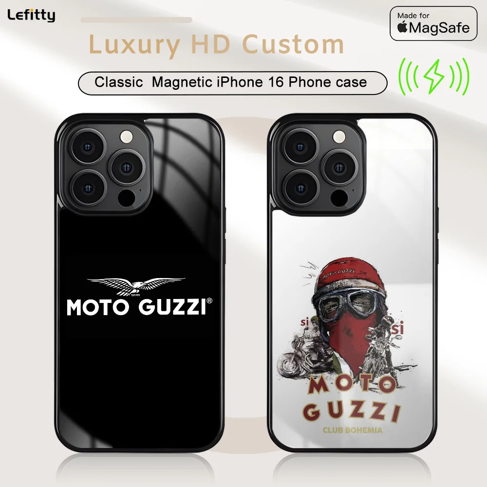 

M-Moto Guzzie Phone Case For iPhone 16 15 14 13 12 11 Pro Max Plus Mini Magnetic Magsafe Wireless Charging Cover