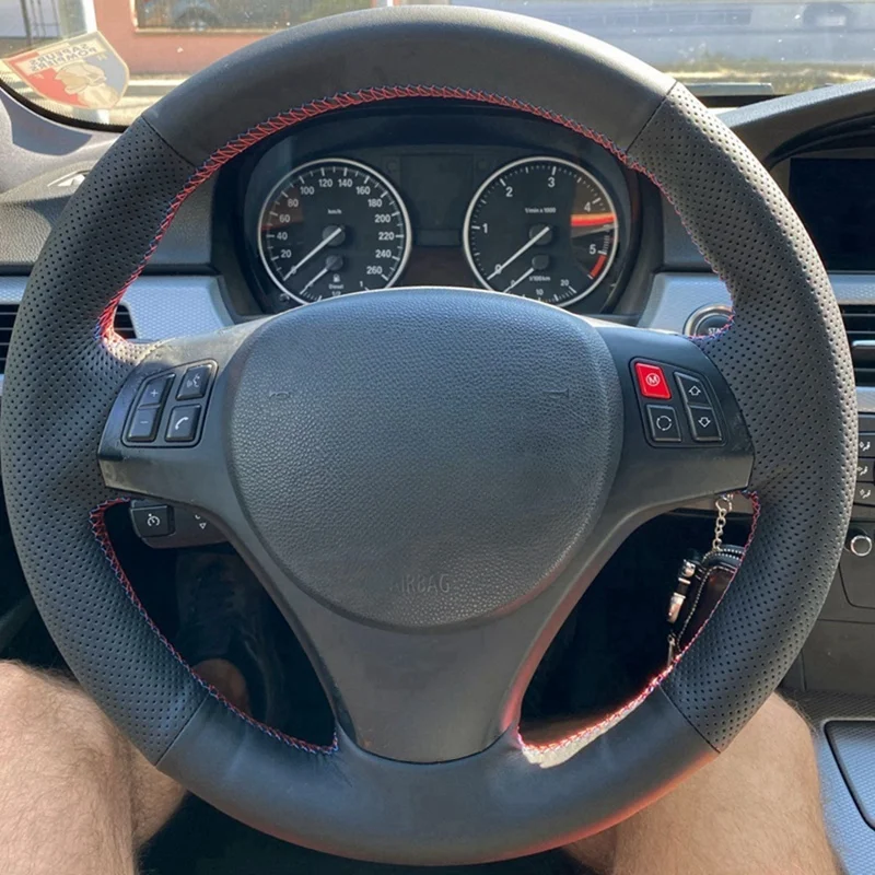 

Чехол на руль из натуральной кожи для BMW M Sport M3 E90 E91 E92 E93 E87 E81 E82 Чехол на ручку Салон Аксессуары для автомобиля