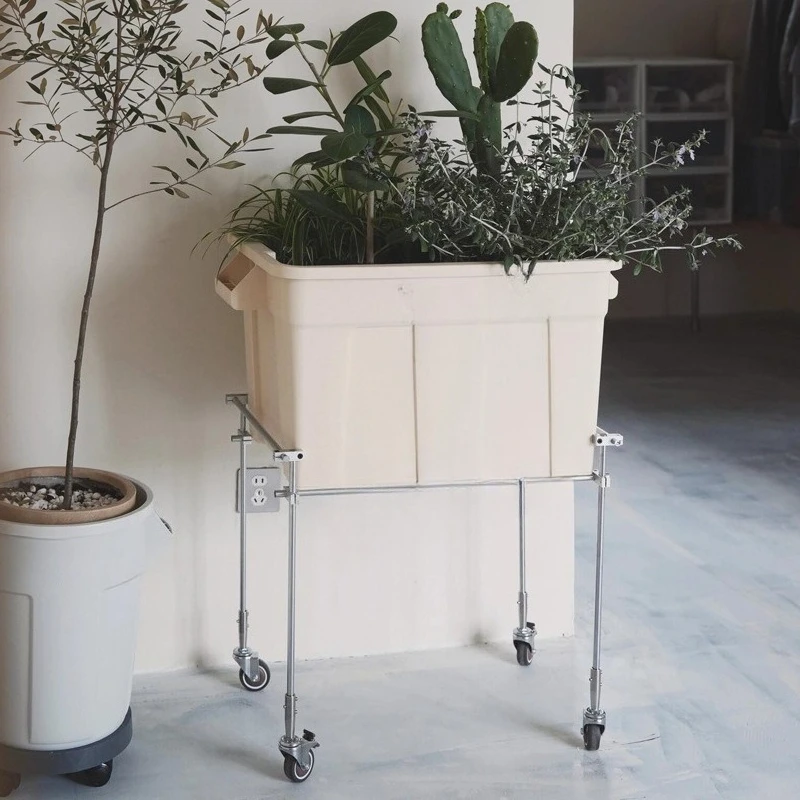 

Optical axis stainless steel plant box flower stand, balcony rack with wheel movable frame