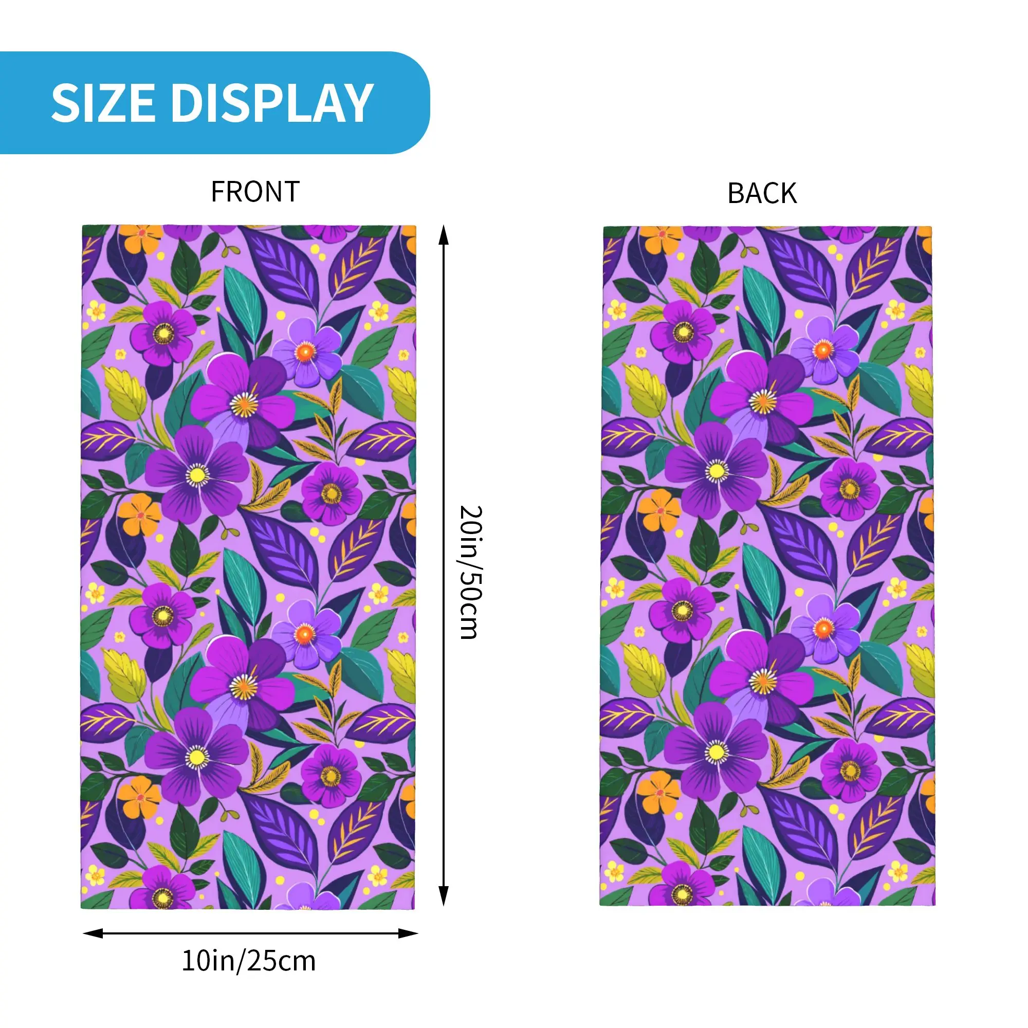 Violet Flower Seamless Pattern Bandana Neck Cover Printed Wrap Mask Scarf Headwear Hiking Fishing for Men Women Adult All Season