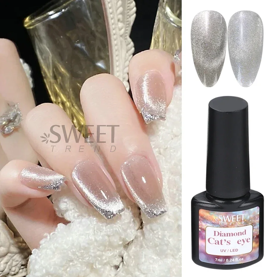 12 stücke Glitzernde Magnetische Cat Eye Gel Nagellack Set UV Kristall Semi-Permanent Lacke Glänzend Soak Off Lack maniküre Dekor