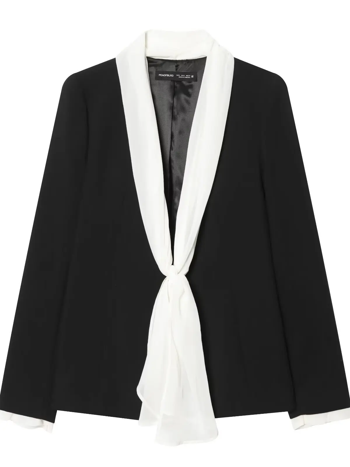 Elegant  Knot Scarf Decorated Suit Set Office Professional Long Pants Autumn Season Women's Fashion Straight Cut Suit