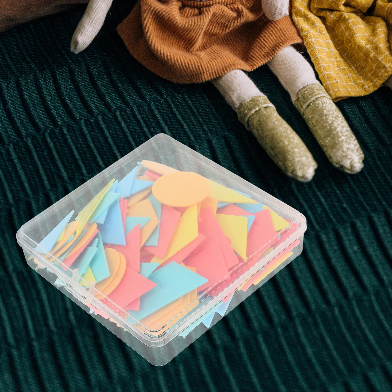 

100pcs Geometric Shape Pieces Learning Toys Plastic Geometry Teaching Aids Kids Shape Recognition Puzzle Games Math Skills