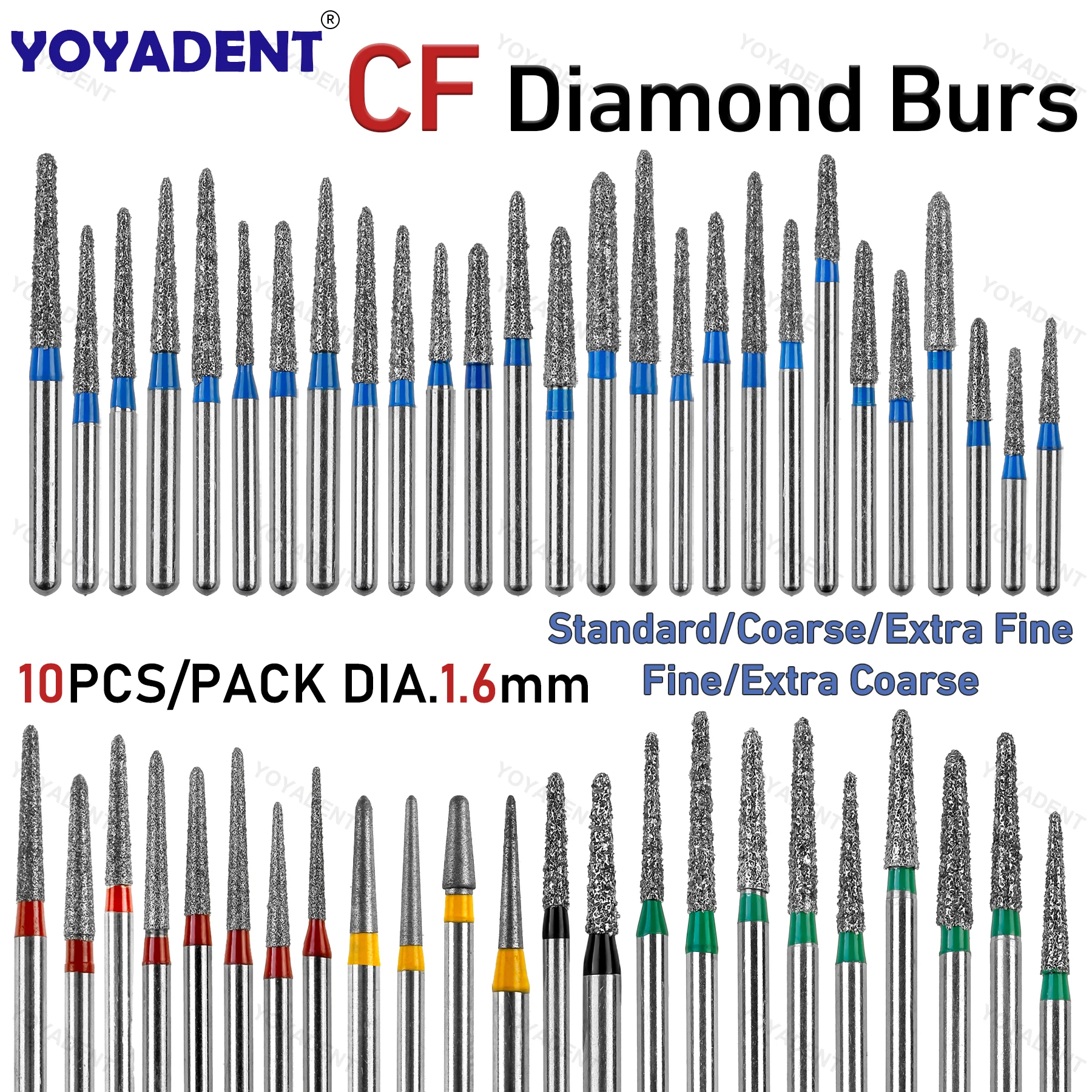 

Стоматологические алмазные боры CF, диаметр 1,6 мм, 10 шт./упак., сверла для высокоскоростного наконечника, стоматологическая лаборатория