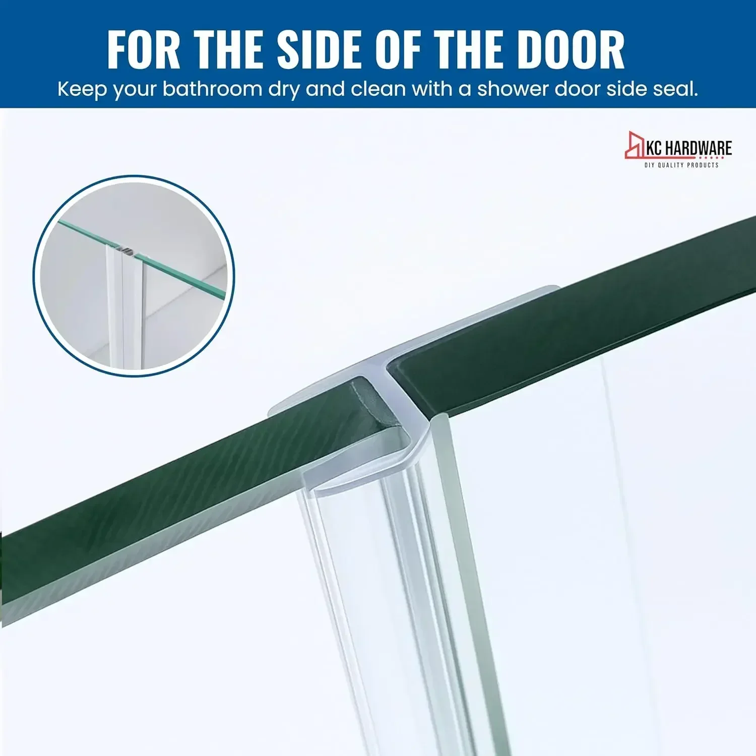 

KC Hardware 85 Inch Frameless Shower Door Side Seal Strip H-Type Glass Shower Door Seal Strip (180 Degree) For 1/2 Inch（Hot）