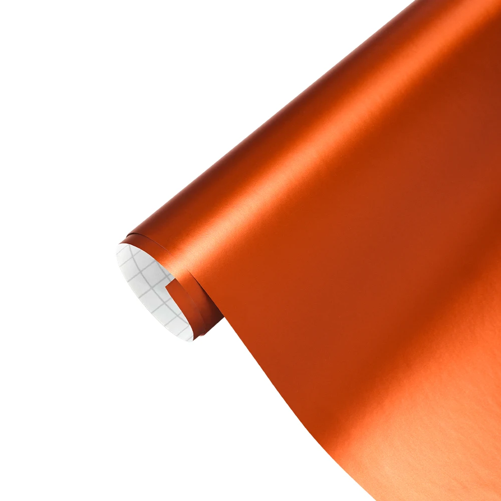 Metallic Matte Satin Ice Orange Car Wrap Stickers Color Change Vinyl Film Bubble Free Car Wrapping Sticker Auto Accessories