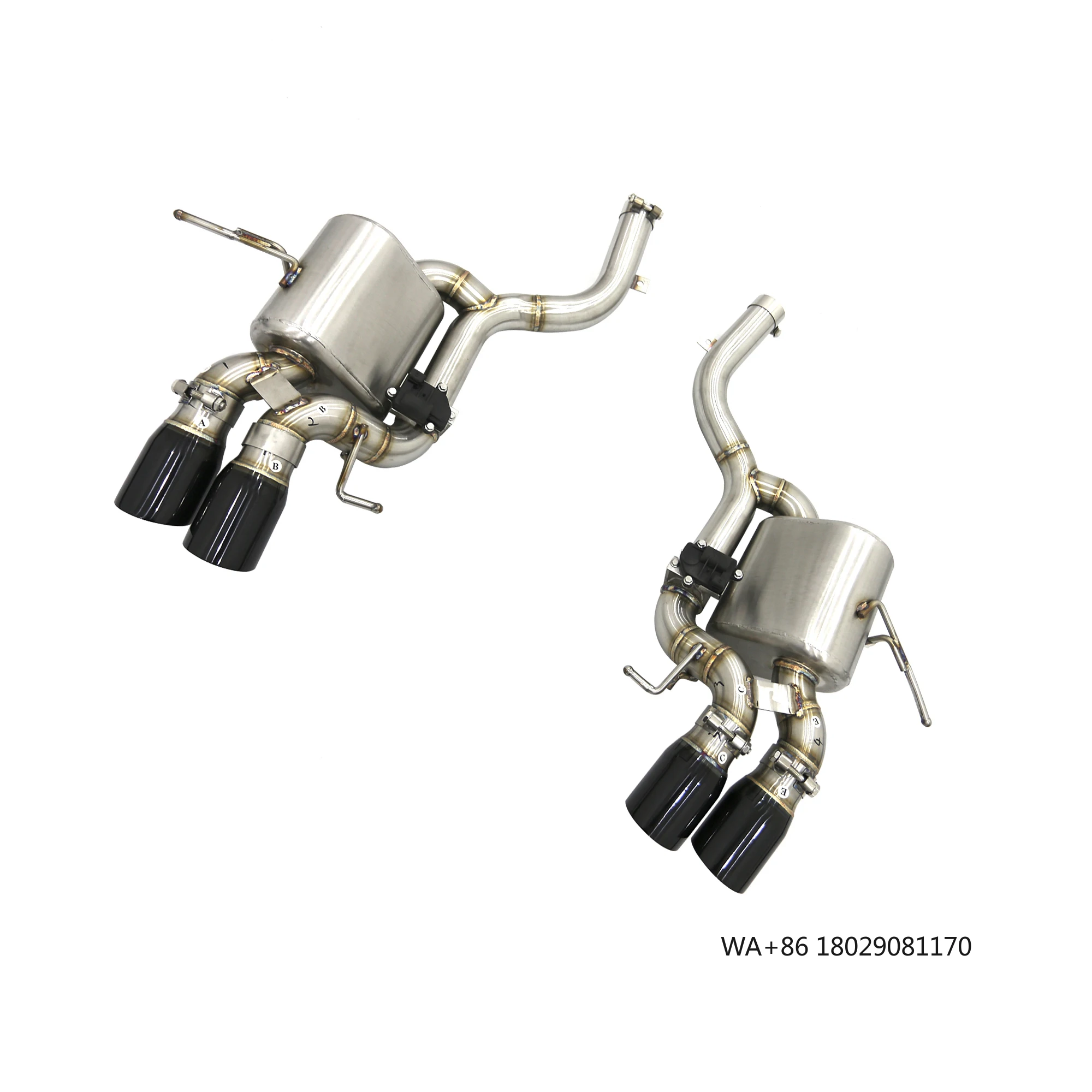 

OEM Axle Exhaust System With Glossy Tips for Gran Turismo/GT 4.2/4.7 2007-2021 Stainless Steel With Muffler/Valve Pipe