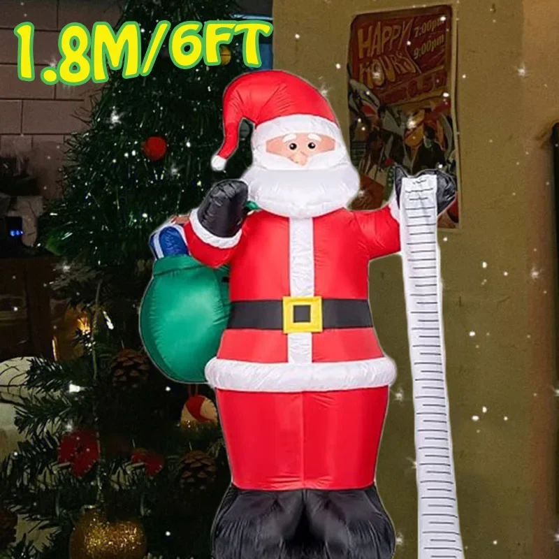 6FT Christmas Decoration Inflatable Wish list Santa Built-in LED Lights Xmas Party Indoor Outdoor Garden Party Scene Ornament