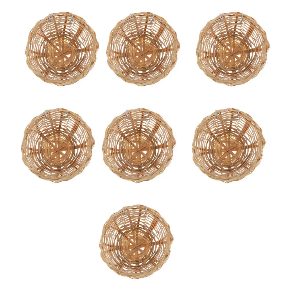 

7Pcs Bamboo Bird Nest Woven Perching Durable Handmade Hanging Nest for Parrots and Pet Birds Birds