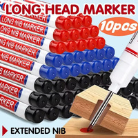 10Pcs/Set 20mm Deep Hole Long Nib Head Marker For Metal Perforating Pen Waterproof Bathroom Woodworking Decor Multi-Purpose Tool