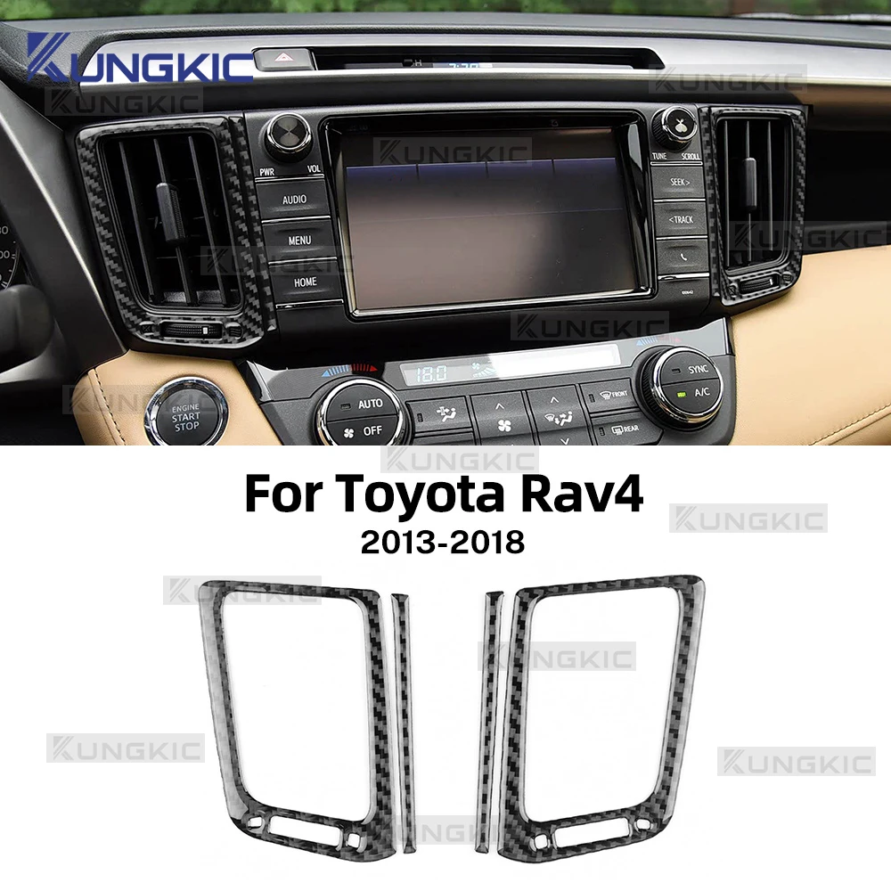 Real Soft Carbon Fiber Sticker For Toyota Rav4 XA40 2013 2014 2015 2016 2017 2018 LHD RHD Car Air Outlet Central Control Center