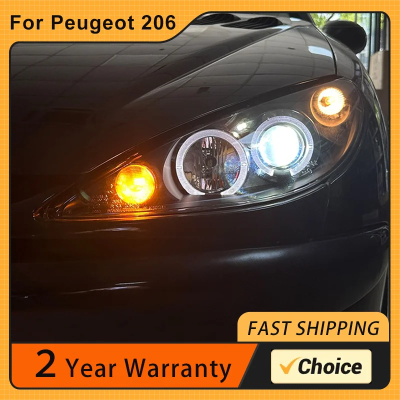 Car Styling Head Lamp for Peugeot 206 Headlights 2004-2008 LED Headlight LED DRL Projector Lentos