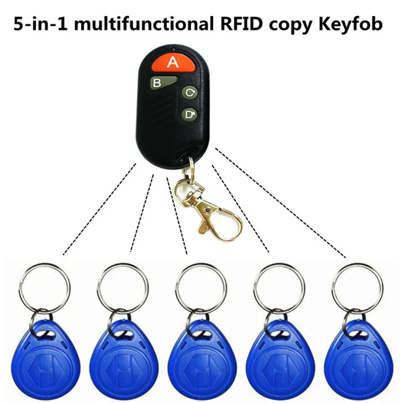 RFID Multiple Keyfob 4 or 5 in 1  IC+ID UID Rewritable Composite Key Tags Dual Frequency 125KHZ T5577 +13.56MHZ Changeable