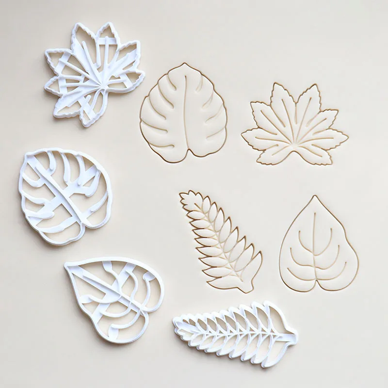 Home Plastic Baking Mold Diy Seal Craft Embosting Tools Agave Ivy White Leaf Seal Bakery Accessories  Cake Mold