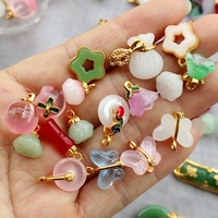 20PCS Glass Alloy Pendant Bell Orchid Lucky Talisman Smooth Transparent Shiny Charm Handmade Jewelry Accessory Decoration Dangle