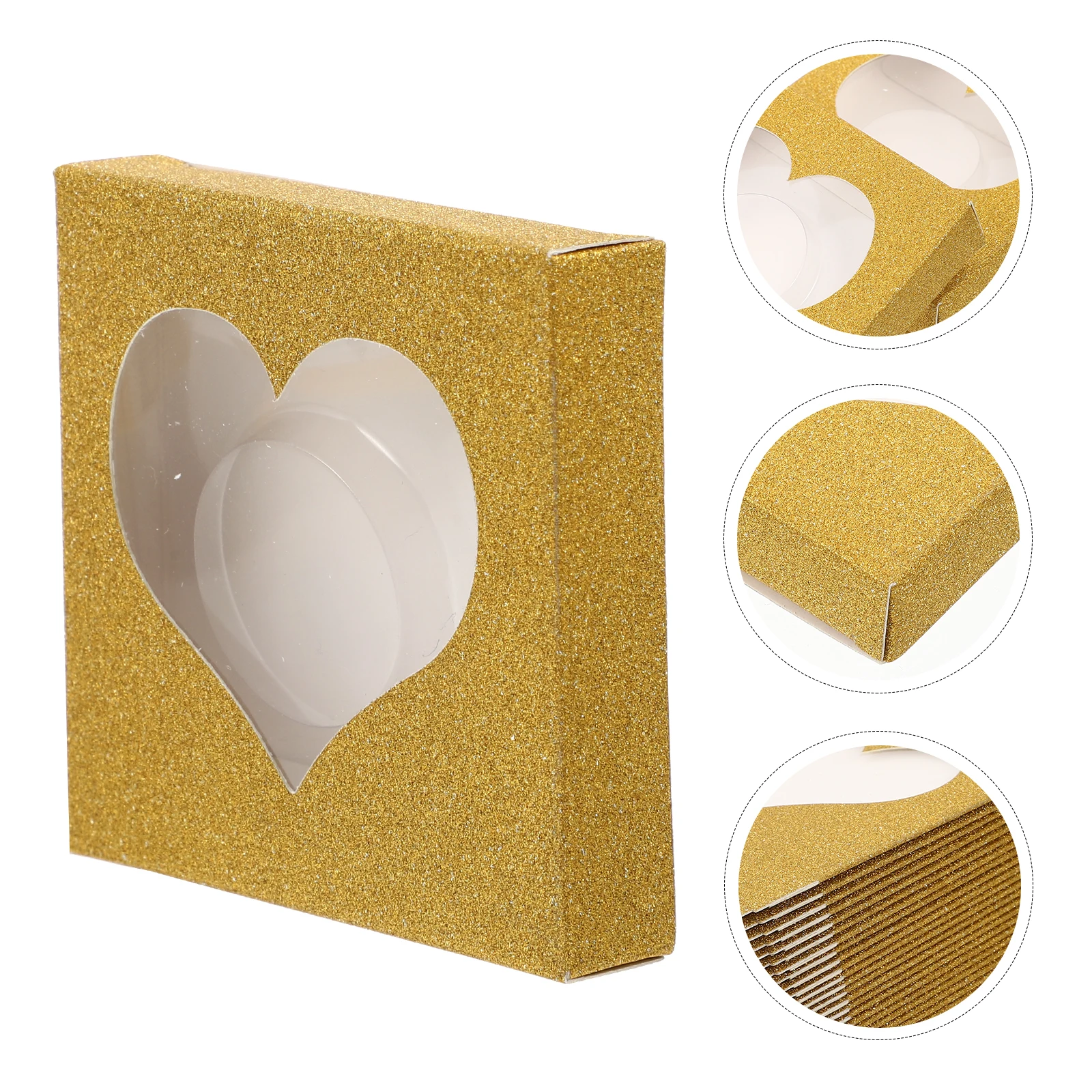 

50 Pcs False Eyelash Packaging Box Square Lash Tray Portable Travel Extensions Case GlitterEyelash Storage Sealing Window Design
