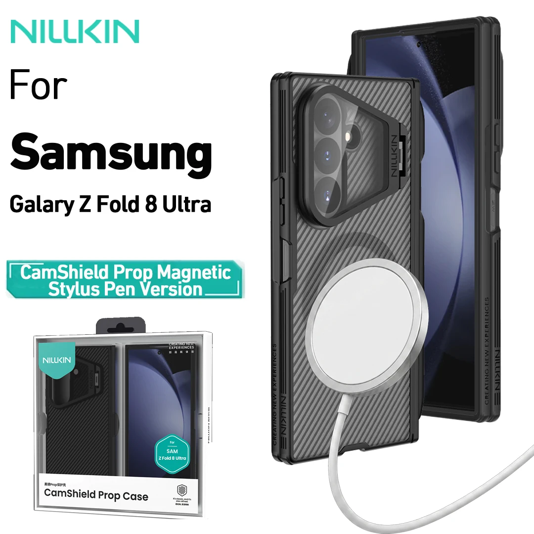Nillkin CamShield Prop Magnetic Case for Samsung Galary Z Fold 8 Ultra TPU Hinge, Lens Cover Stand, N52 Magnet, Anti-Fingerprint