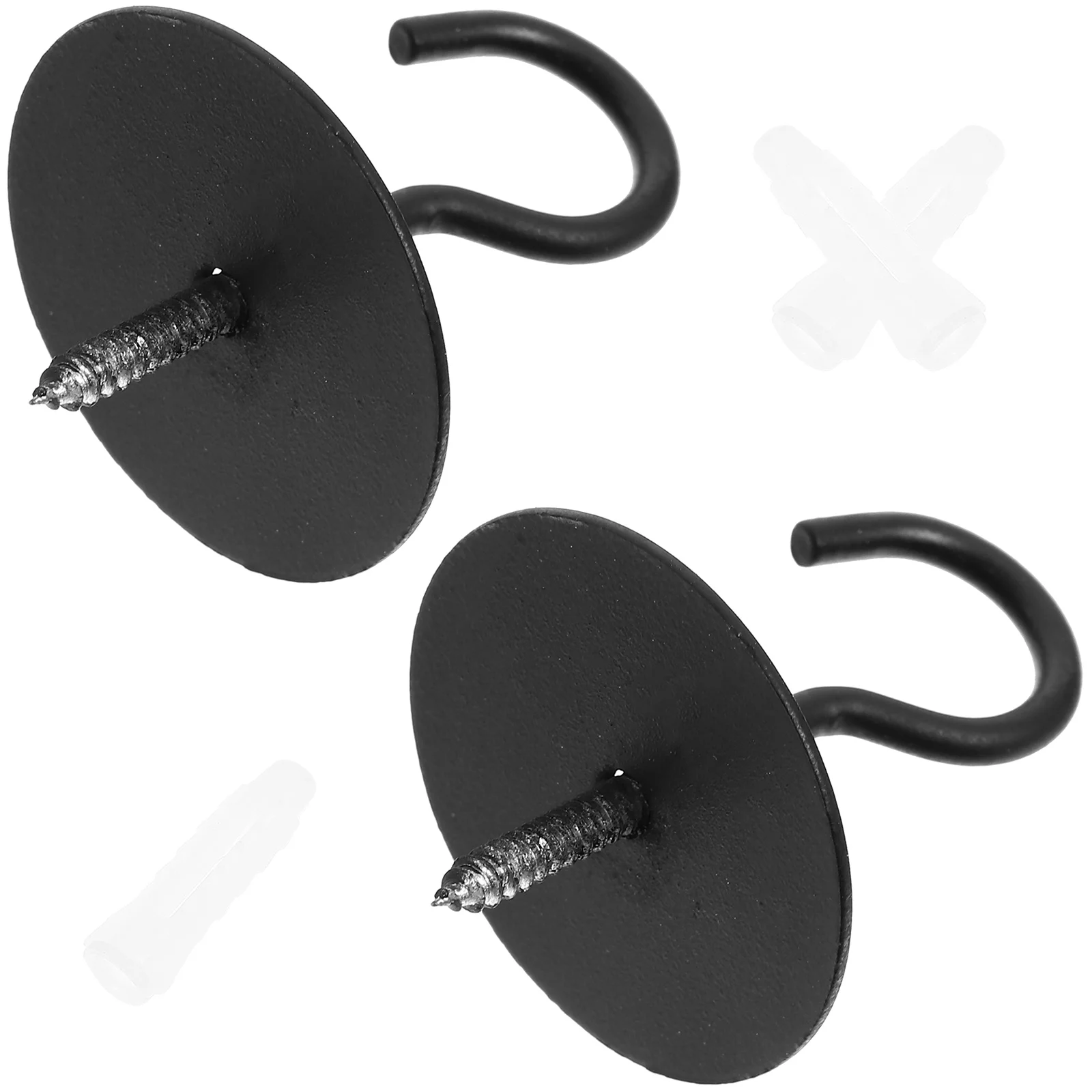 

2 Pcs Hook up Iron Hooks Wind Chime Ceiling Hanger Black Plant Bracket for Hanging