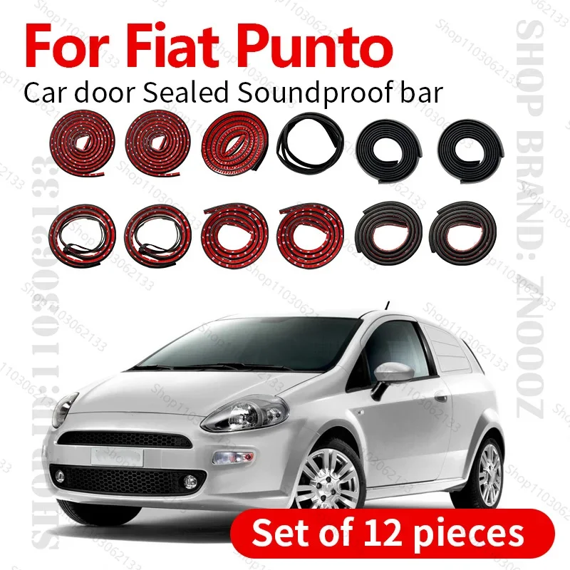Car Door Seal Strip Rubber Double Layer Sealing Protector Soundproof Seal Dustproof Seal Strip 12PCS For 1993-2025 Fiat Punto