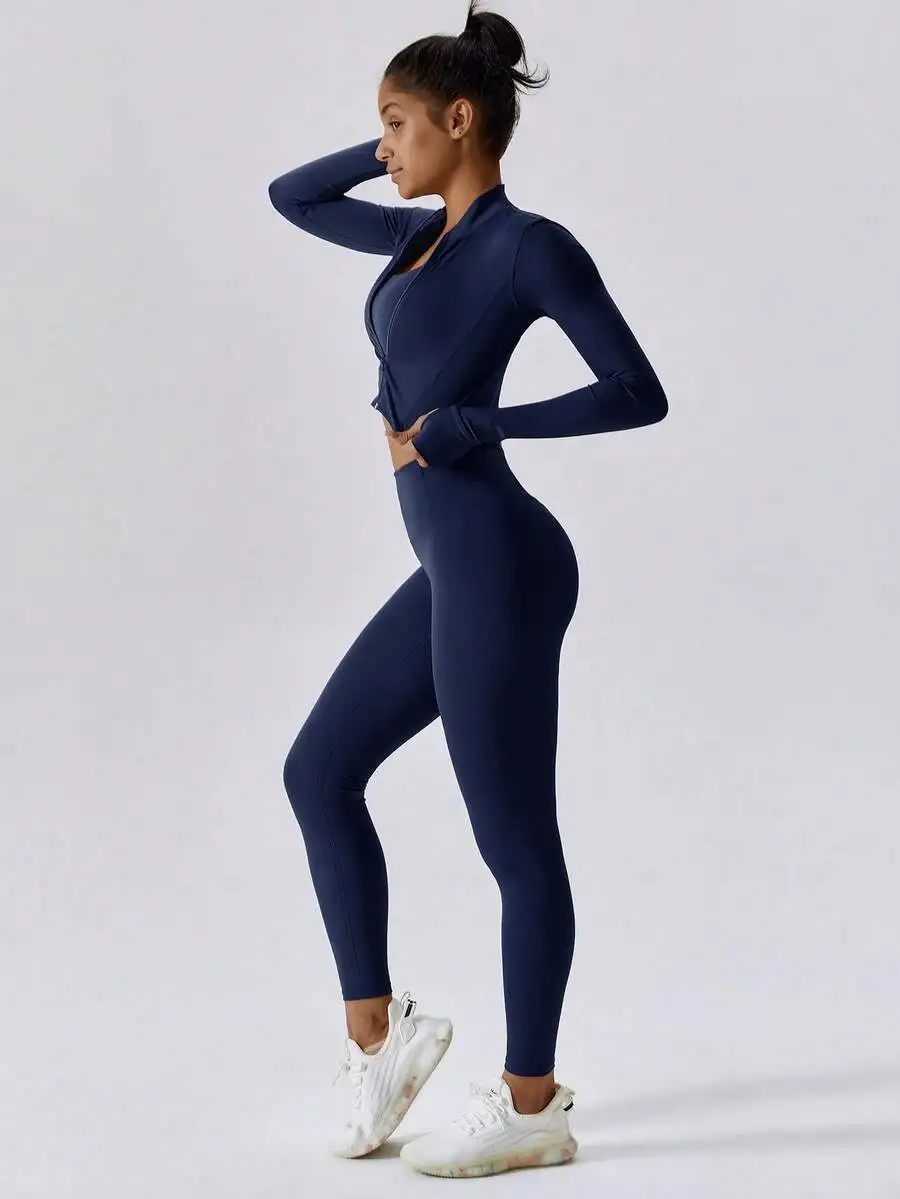 

Womens Cropped Sports Top And High Waist Leggings Set For Running Yoga