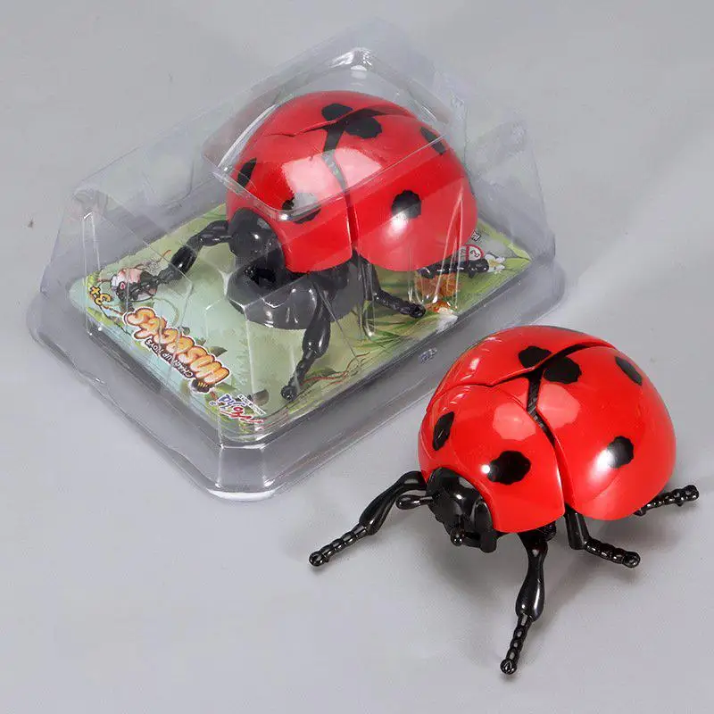 Wind‑up Ladybug Insect Toy No Battery Mechanical Crawling Beetle Toy Plastic Simulation Bug Model Educational Science Toy
