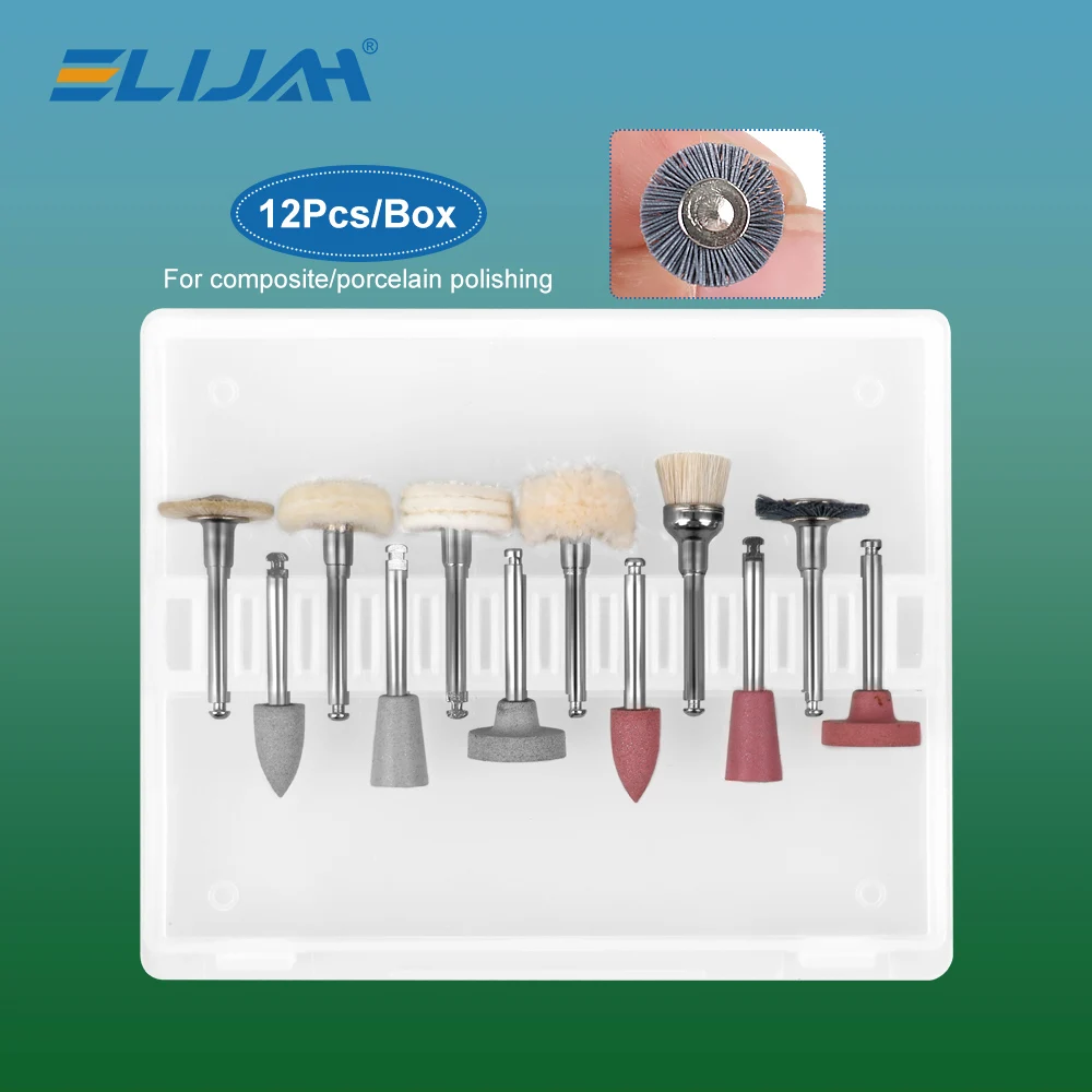 

ELIJAH 12Pcs/Box Composite Polishing Kit RA 2.35mm Low Speed Hanpiece Dental Consumables Teeth Nail Porcelain Polishing Tool