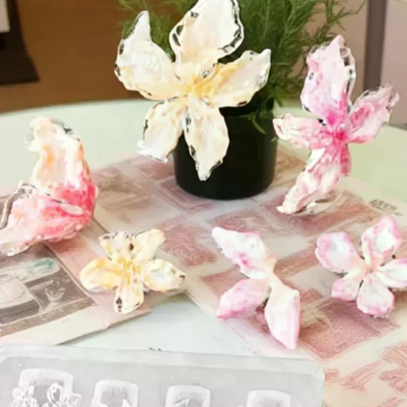 Flower Serie 3D Silicone Nail Accessories Carving Mold Ice Flower Lily Diy Template Nail Art Carving Mold Charms