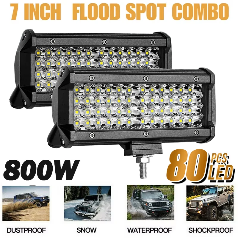 

7 INCH 12V 24V Headlight Truck Tractor Boat SUV ATV Light 400W 800W Light Bar Work Light 4x4 Spotlight LED Bar Fog Lamp 6000K