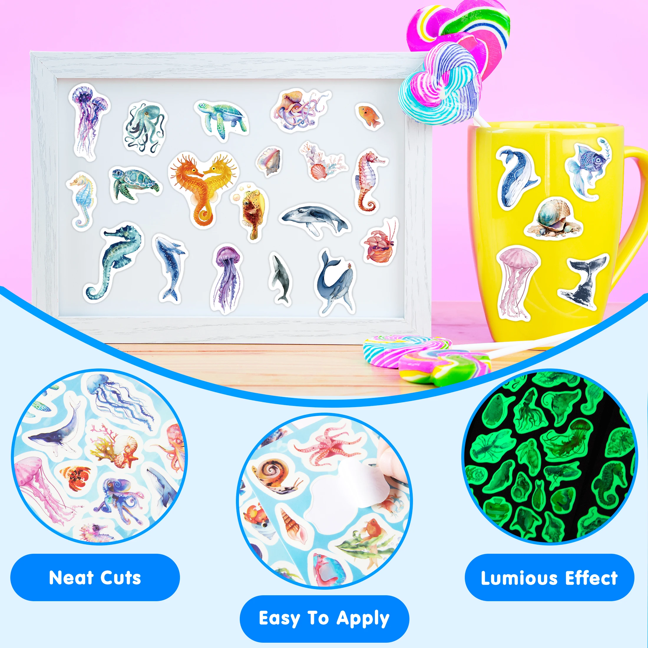 ملصقات زجاجة مياه تتوهج في الظلام، 156 قطعة من ملصقات الفينيل المقاومة للماء لتزيين حافظة الهاتف على لوح التزلج #3