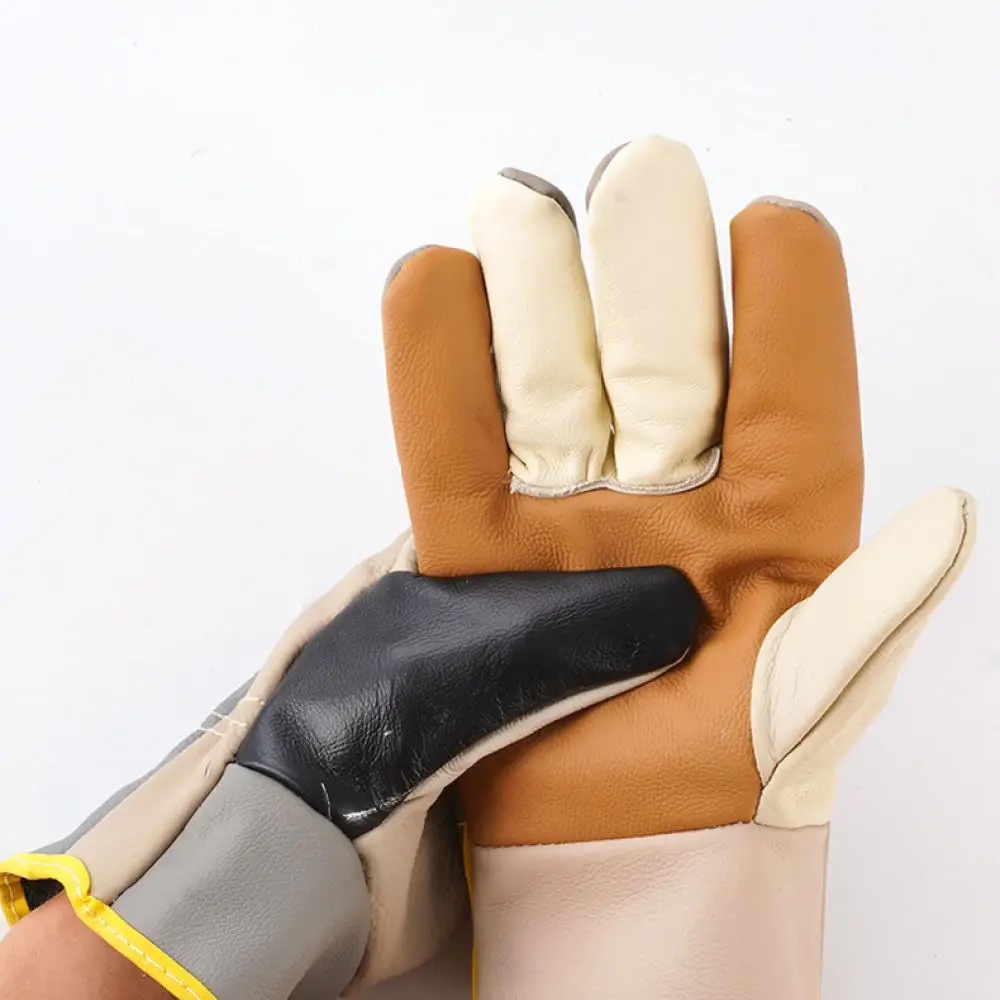 Cowhide Leather Welding Gloves Short Style Industrial Safety Protection Wear Resistant For Lianfang Construction Work