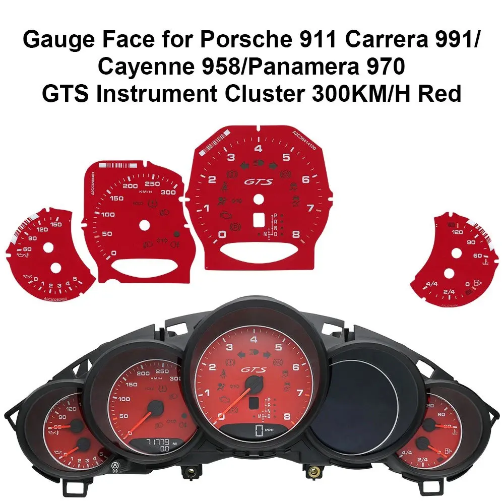 8000 U/min 300 km/h Anzeigefeld für Porsche Carrera 991/Cayenne 958/Panamera 970 GTS Weiß Rot – Detail 2