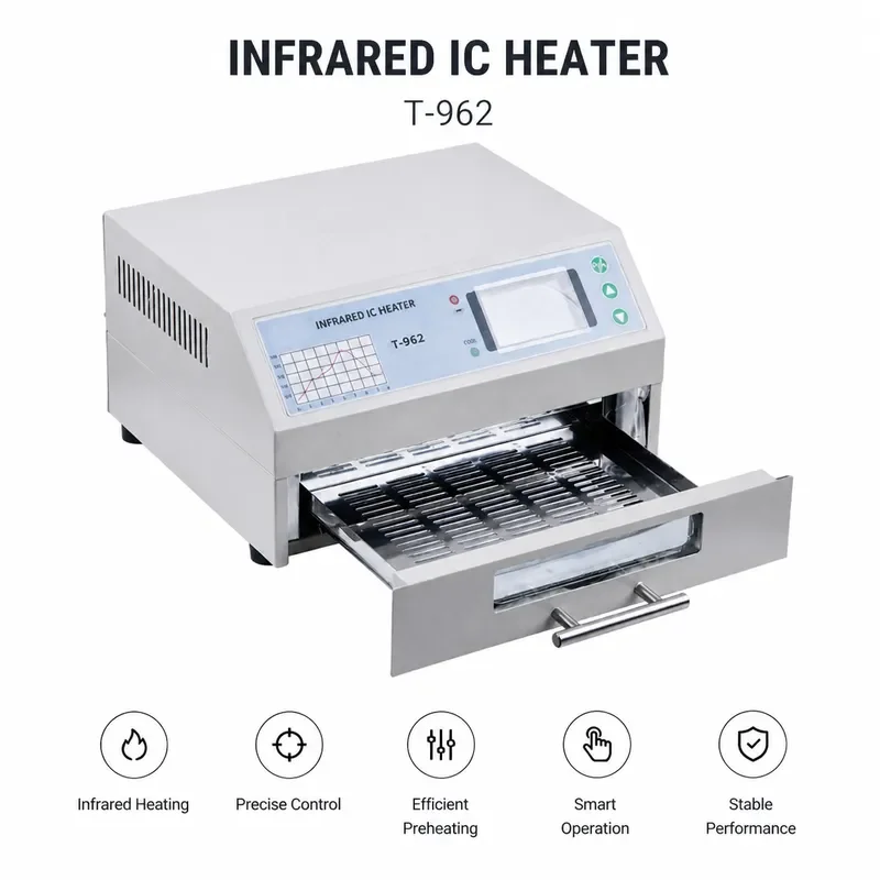 Soldering Machine 800W 180 x 235mm T962 Desktop Reflow Oven Infrared IC Heater for BGA SMD SMT Rework