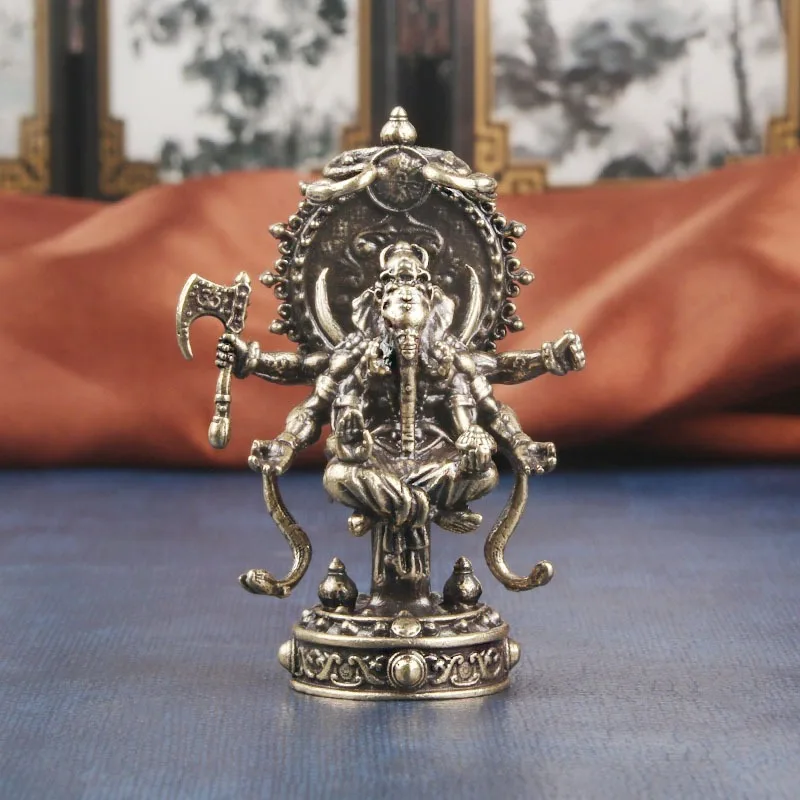 Ornement de table d'animal de compagnie de thé en laiton vintage, éléphant de Thaïlande, dieu, figurAuckland, cuivre massif, artisanat animalier, décoration d'intérieur, décoration de bureau