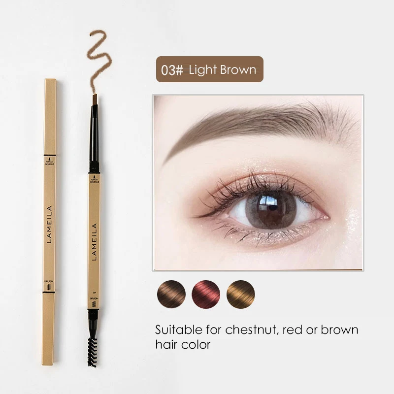 Ultra-fine eyebrow pencil with brush long-lasting non-fading anti-sweat ultra-fine eyebrow pencil, makeup tool for beginners