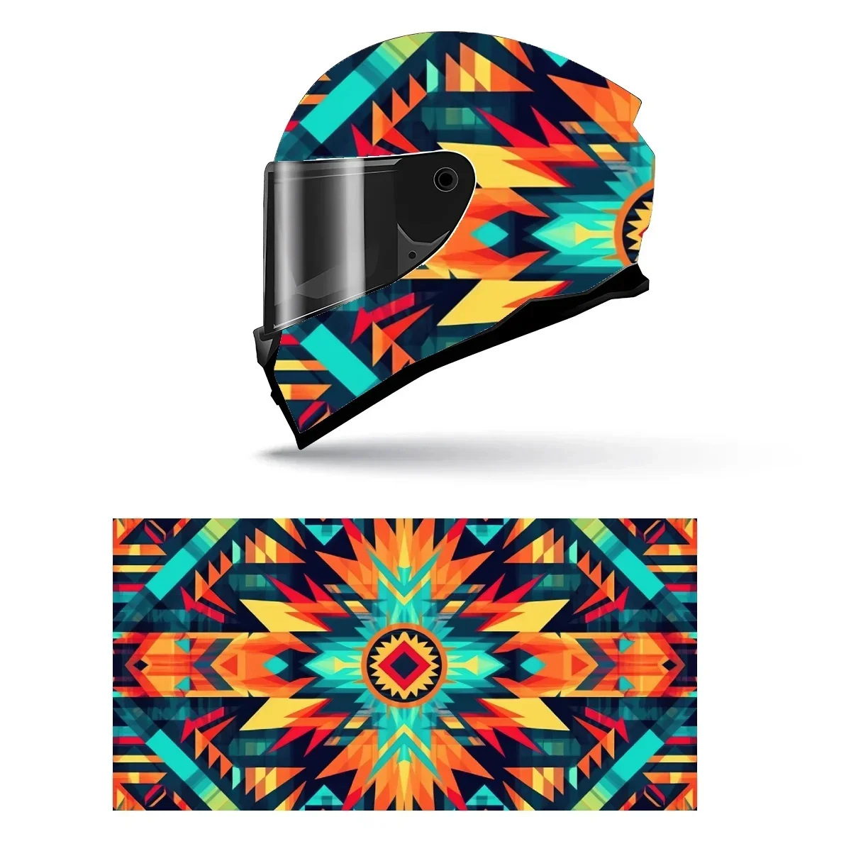 Adesivo Colorido de Totem Tribal para Capacete, Decalque Gráfico de Corrida para Capacete de Motocicleta, Adesivo Decorativo de Vinil para Capacete