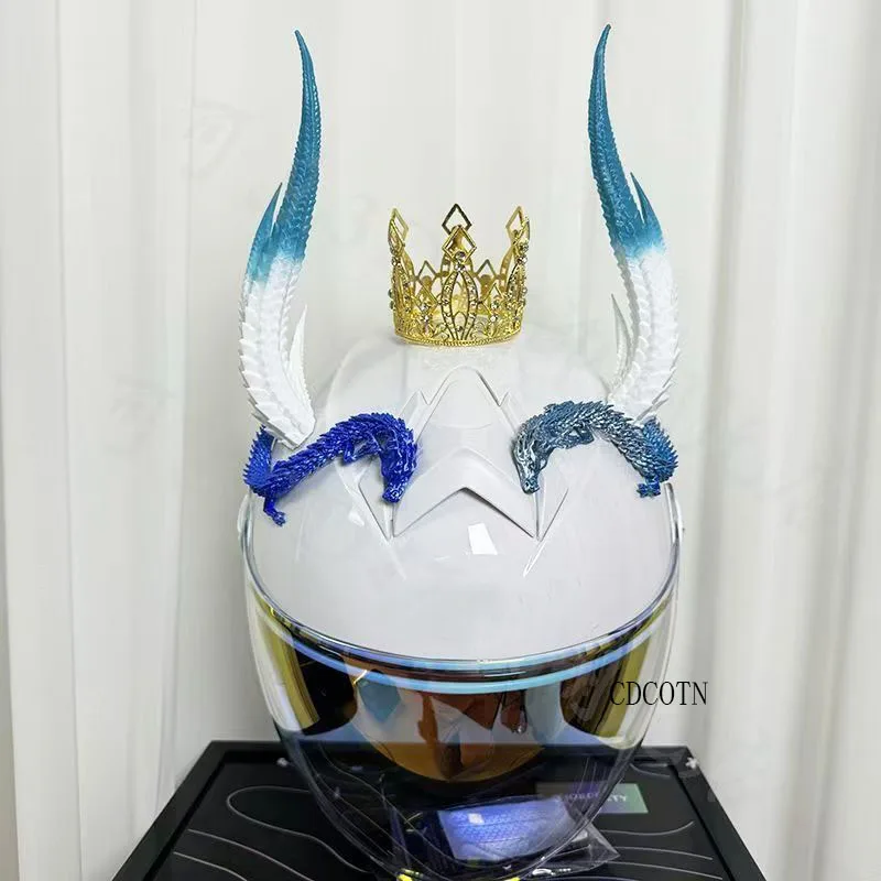 New Trendy Devil's Horns With Crown Motorcycle Electric Helmet Decoration Motocross Motorbike Helmet Accessories Sticker Cosplay
