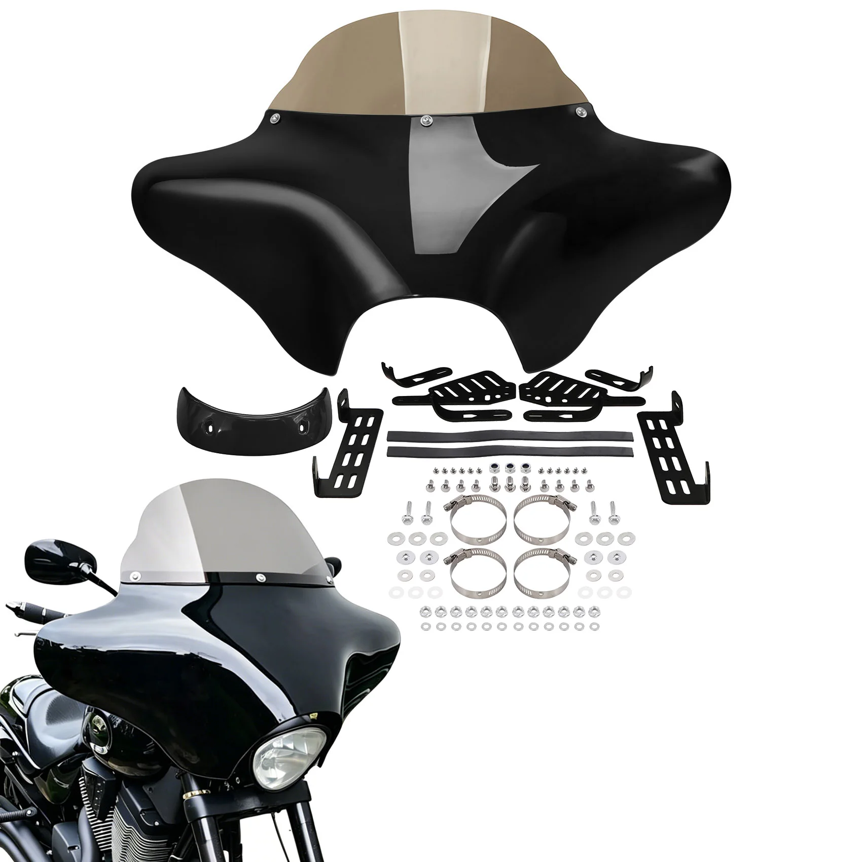 Front Outer Batwing Fairing Windshield For Harley Touring Road King CVO Softail Slim Fat Boy Yamaha V Star 650 Classic Boulevard