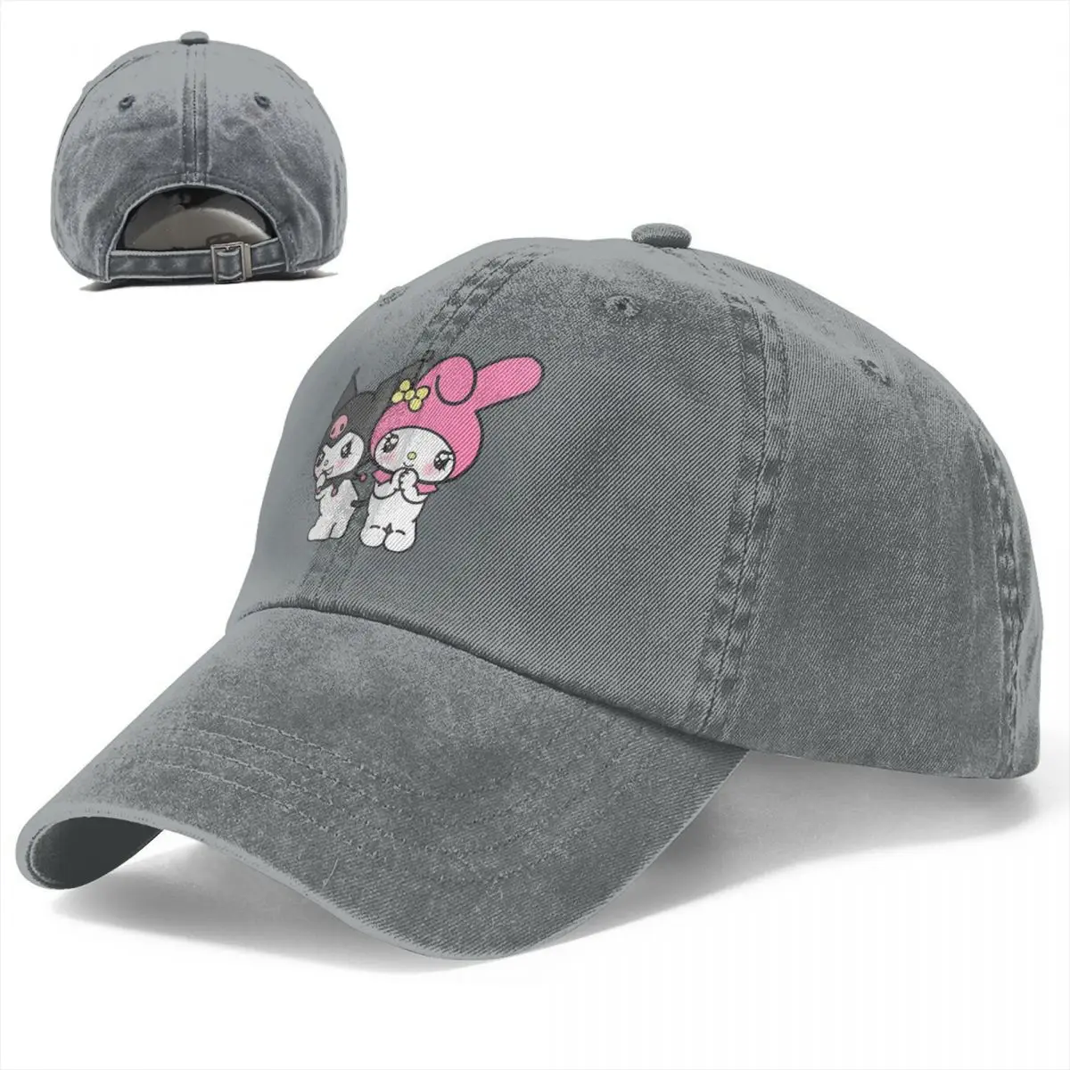 Kawaii Kuromi & My Melody Baseball Caps Men Women Distressed Denim Snapback Cap Cartoon Outdoor Running Golf Adjustable Hats Cap