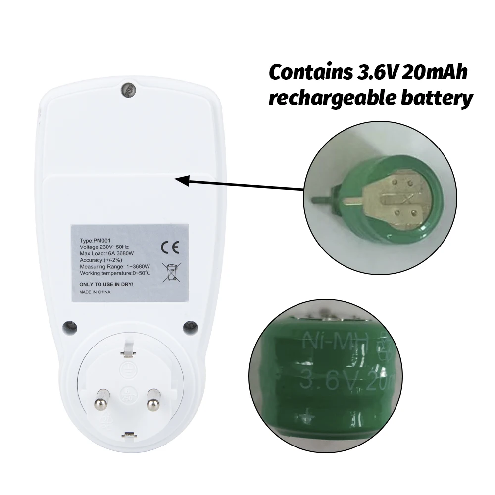 Multifunction AC Power Meter Wattmeter Socket With Backlight Energy Meter Voltage Current Frequency Electricity Monitor Plug