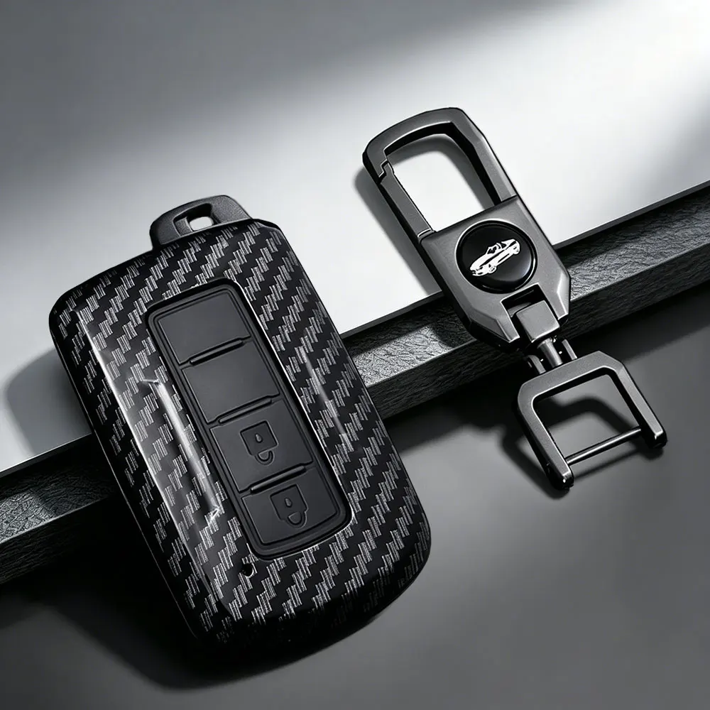 Carbon Fiber Car Key Case Cover For Toyota Auris Camry RAV4 Avalon Yaris Verso 2012 2013 2014 2015 2016 2017 2018 Accessories view 3