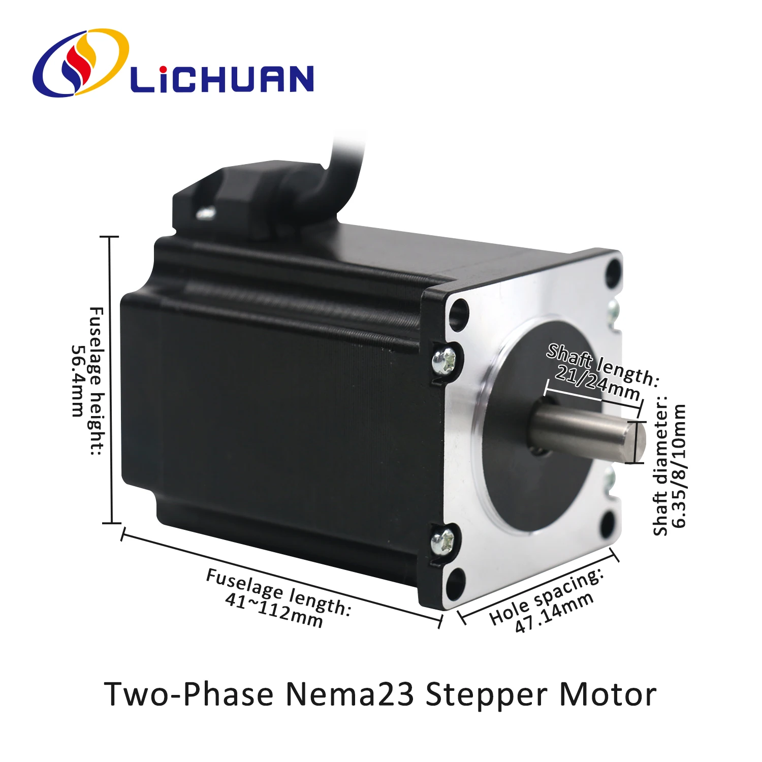 Lichuan 2.5/3/4A DC24V 0.6/1/1.5/2/2.2/2.6/3N.m Stepper Open Loop Motor 2 Phase Nema23 DC Open Loop Stepper Motors for Engraving