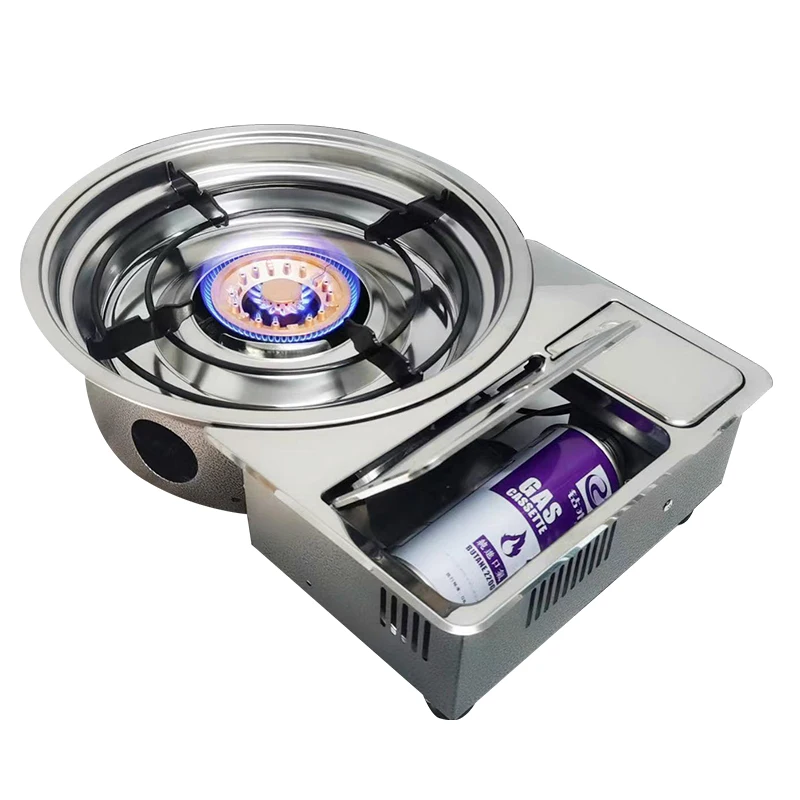 2025 Hot Sale Embedded Butane Gas BBQ Stove Infrared & Open Flame Burner for Korean Restaurant Table 3.8kW Portable Grill